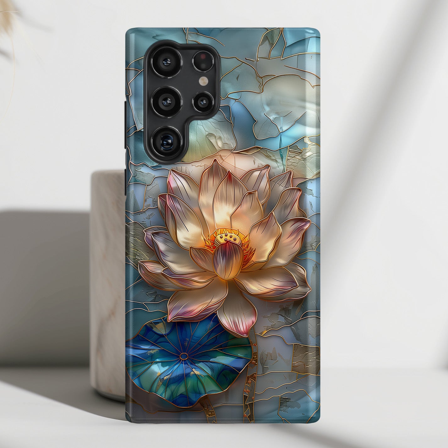 Lotus Flower Stained Glass Design Samsung Phone Case