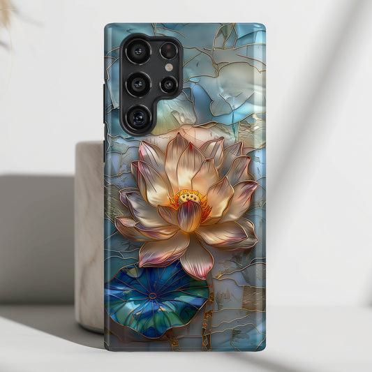 Lotus Flower Stained Glass Design Samsung Phone Case