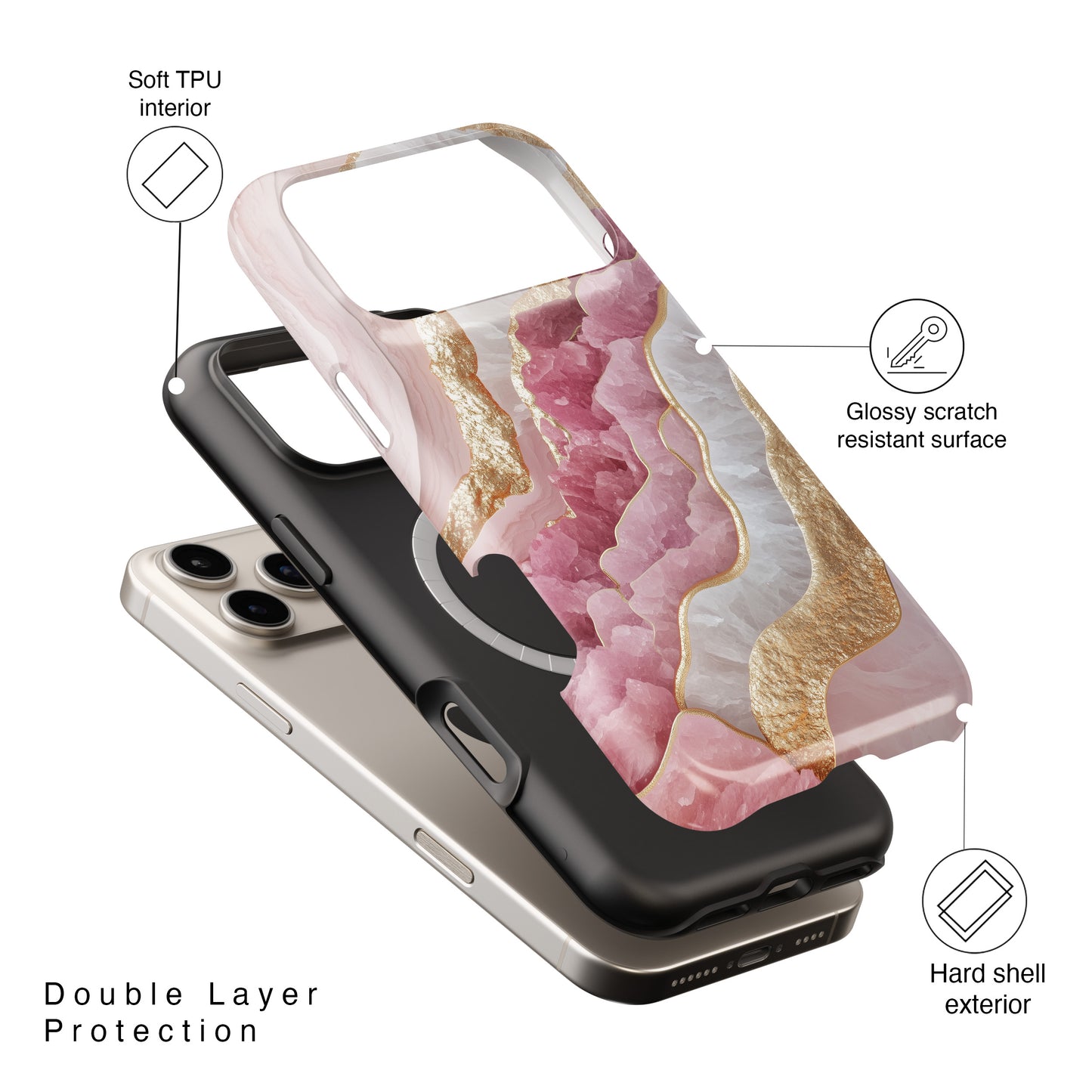 Luxurious Rose Quartz Design iPhone Case