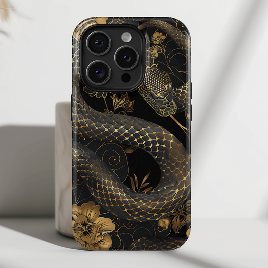 Luxury Black Snake Print Design iPhone Case