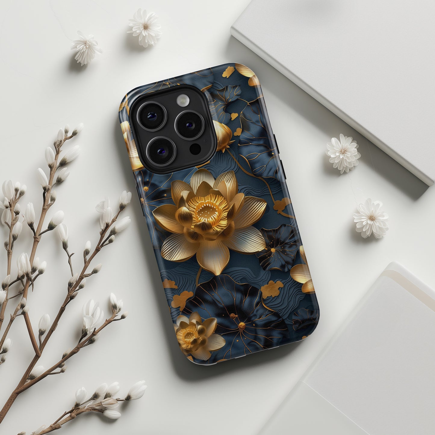 Luxury 3D Effect Lotus Design iPhone Case