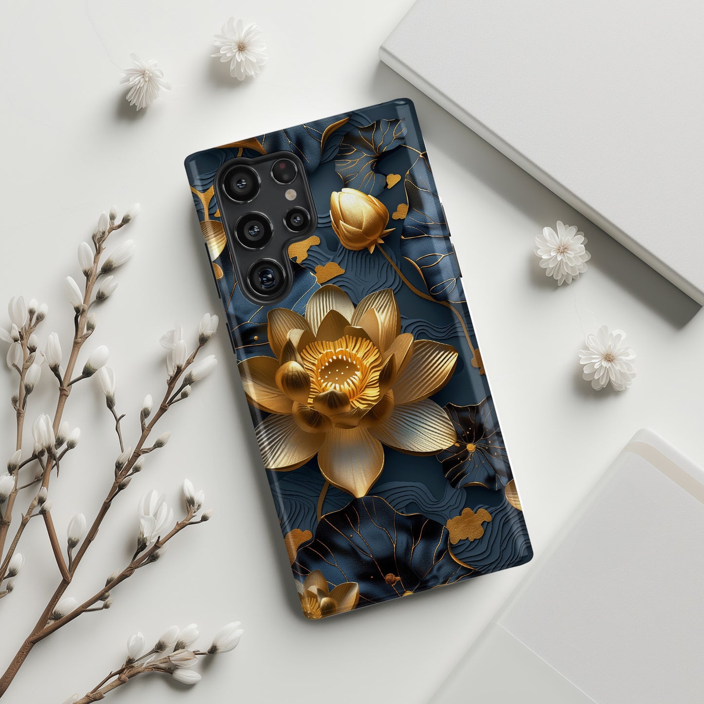 Luxury 3D Lotus Design Samsung Phone Case