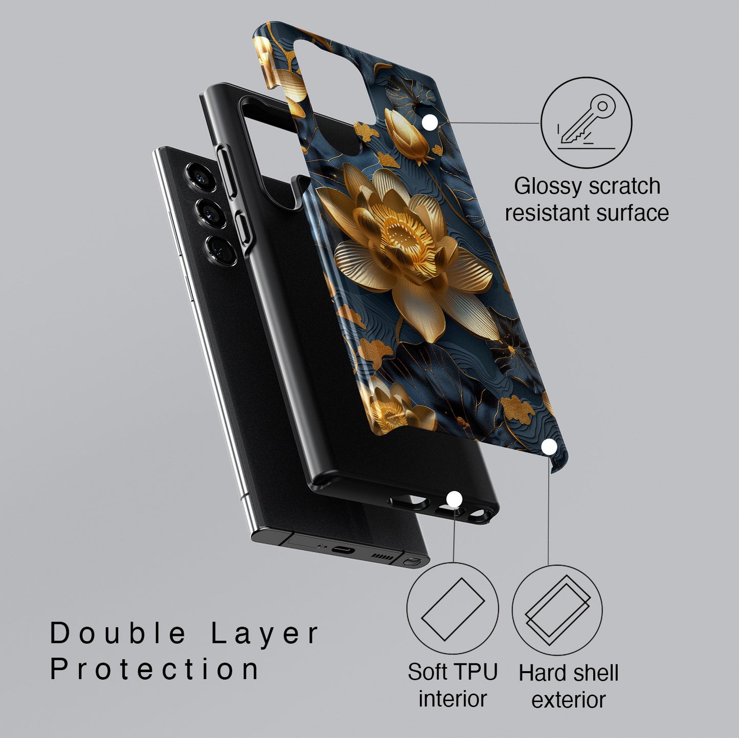 Luxury 3D Lotus Design Samsung Phone Case