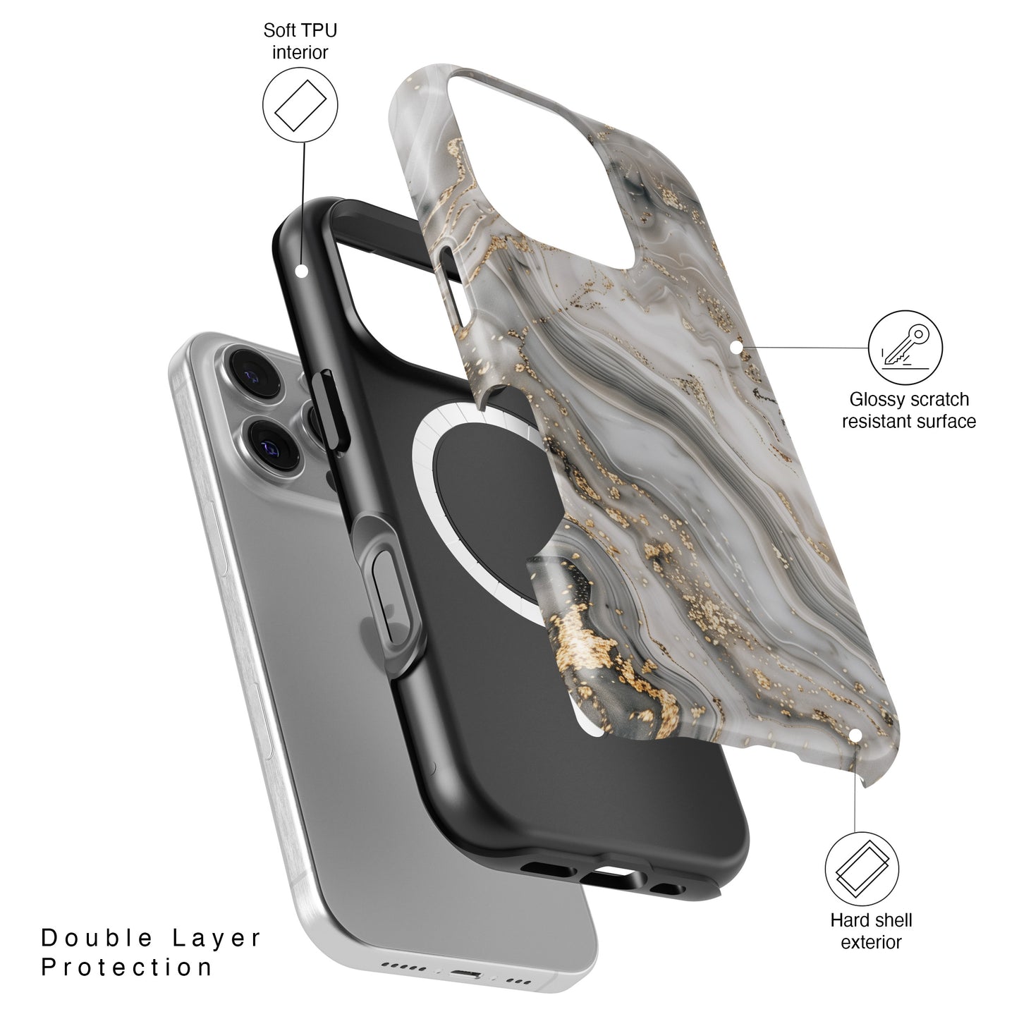 Luxury Grey Marble Case for iPhone