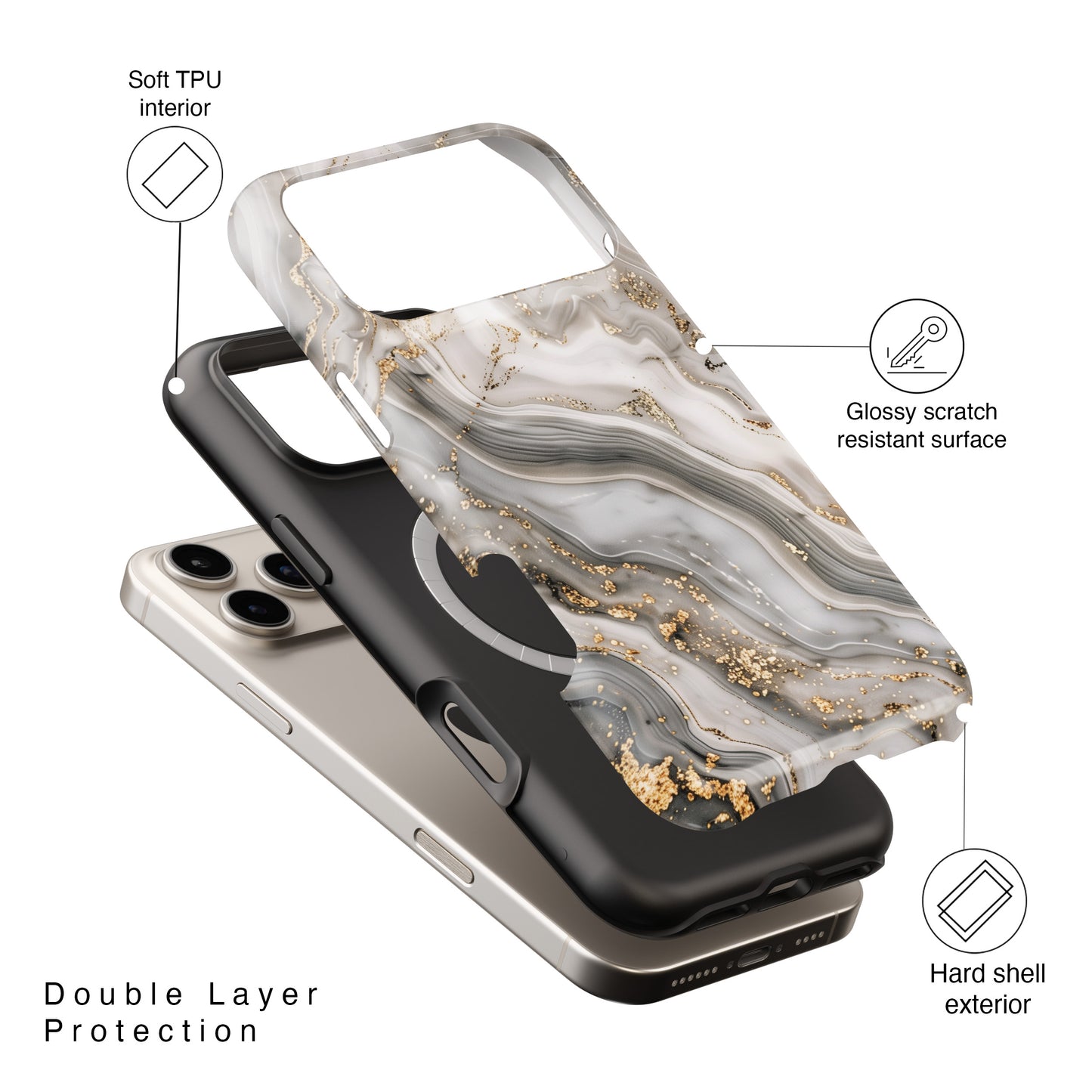 Luxury Grey Marble Case for iPhone