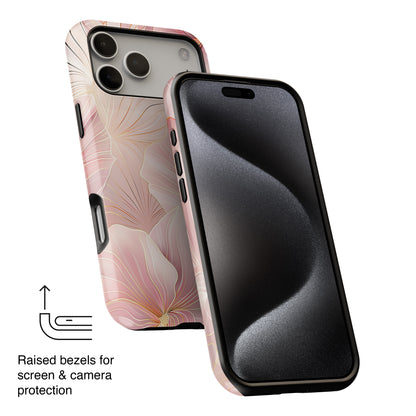Luxury Pink Floral with Golden Lining Design iPhone Case