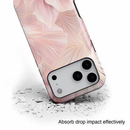 Luxury Pink Floral with Golden Lining Design iPhone Case