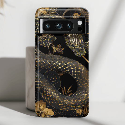 Luxury Black Snake Print Design Google Pixel Phone Case