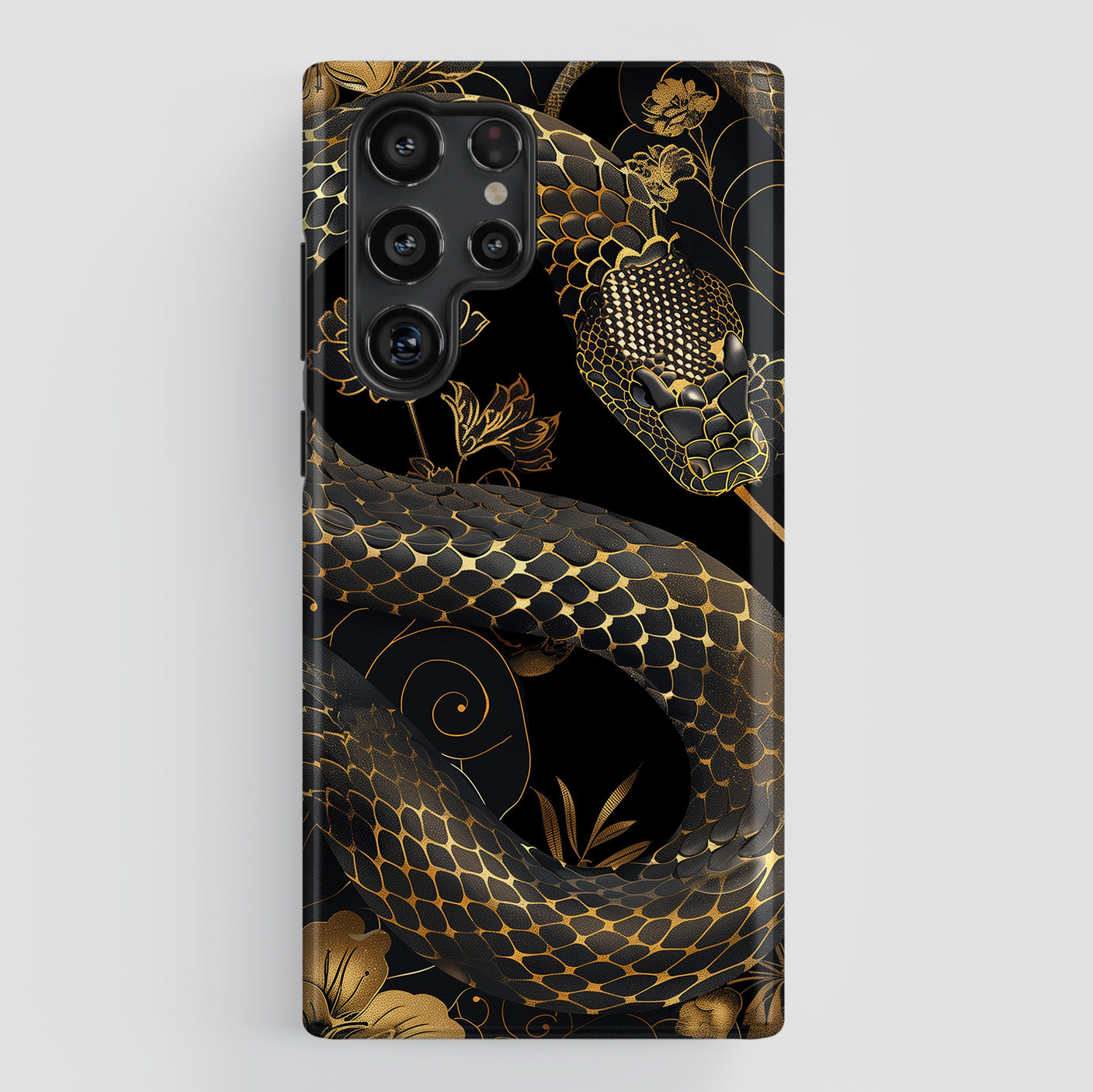 Luxury Black Snake Print Design Samsung Phone Case