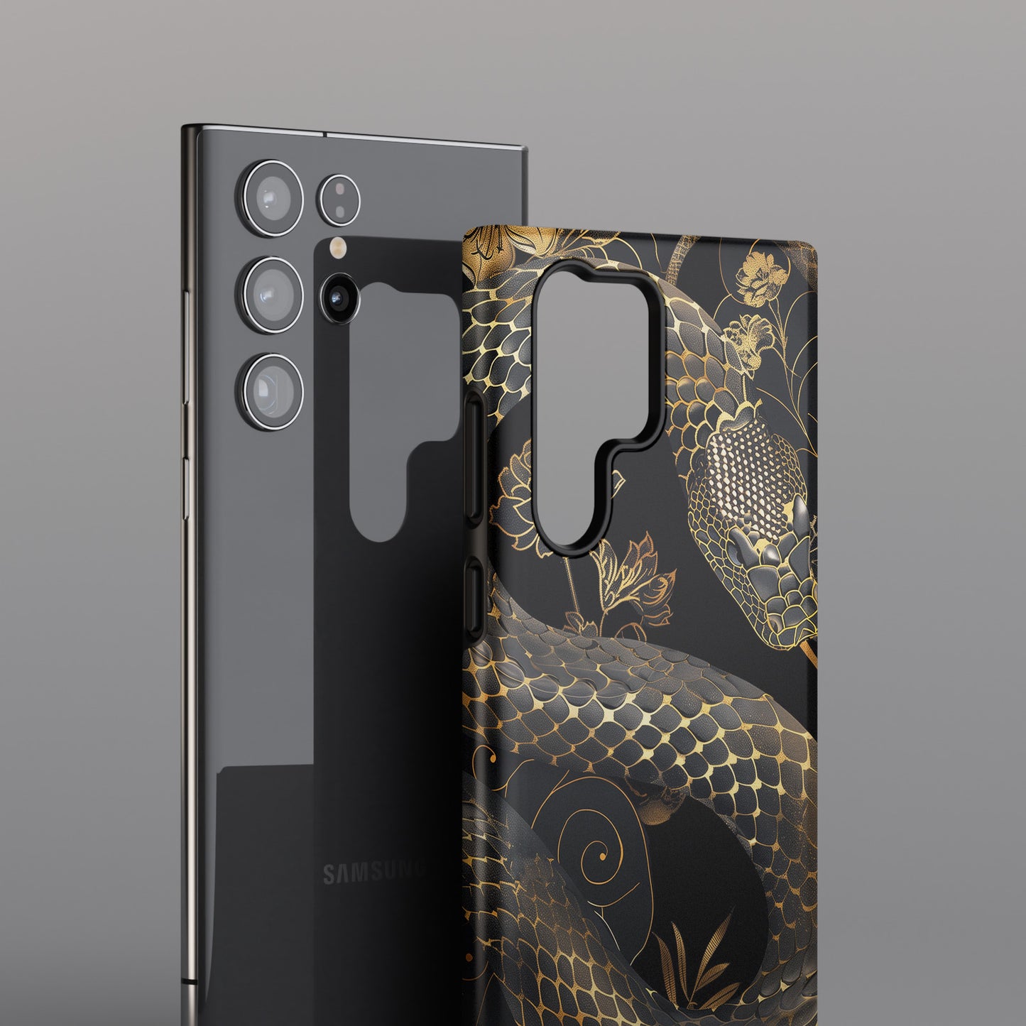 Luxury Black Snake Print Design Samsung Phone Case