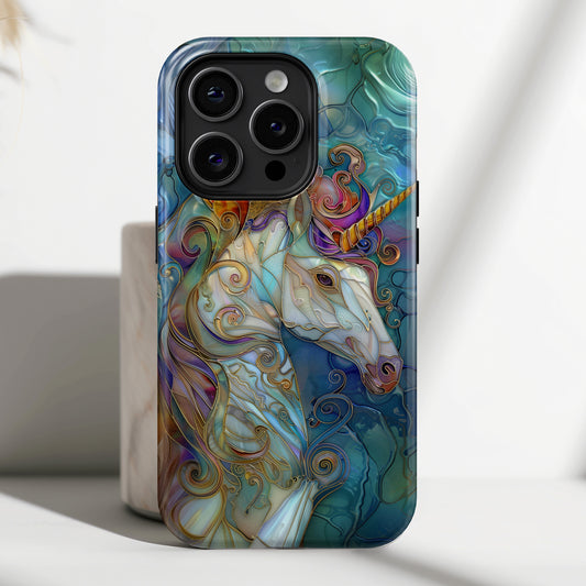 Magical Unicorn Stained Glass Design iPhone Case