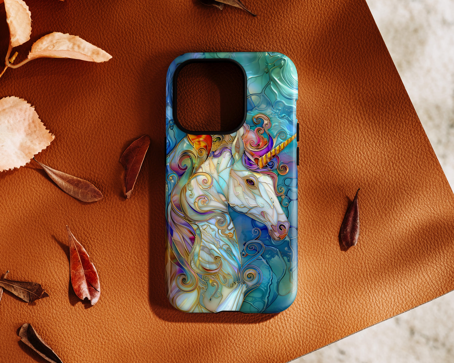 Magical Unicorn Stained Glass Design iPhone Case