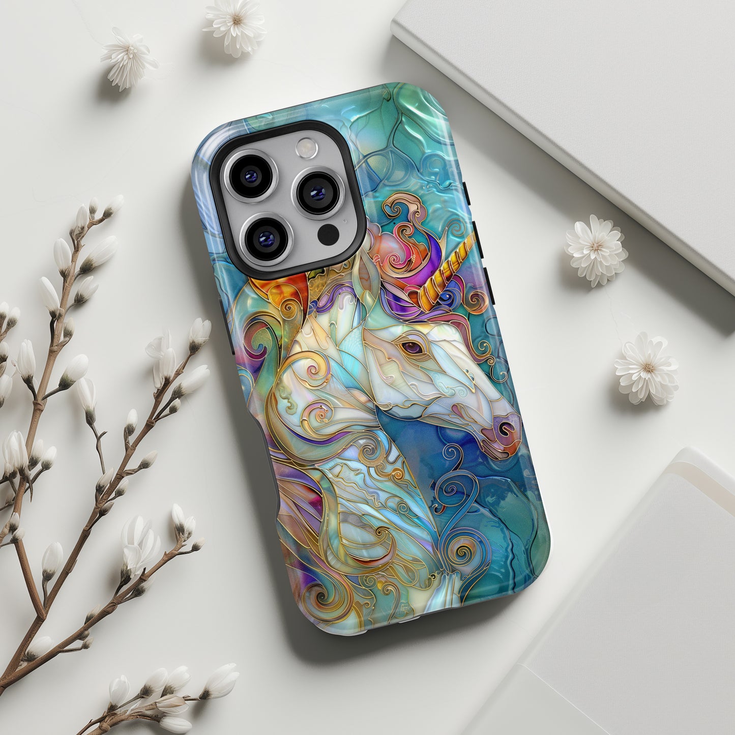 Magical Unicorn Stained Glass Design iPhone Case