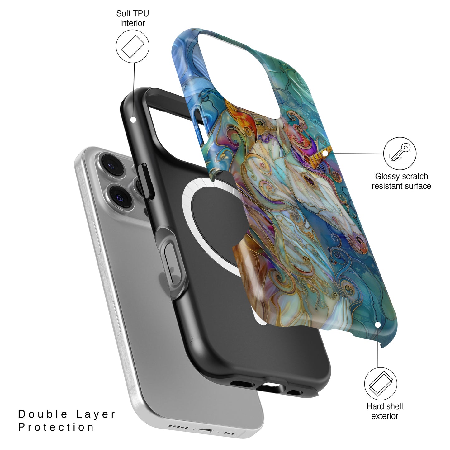 Magical Unicorn Stained Glass Design iPhone Case