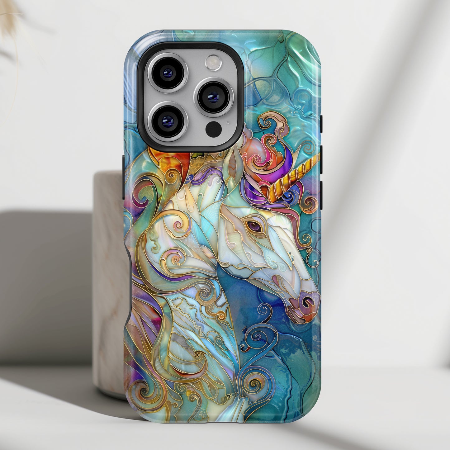 Magical Unicorn Stained Glass Design iPhone Case