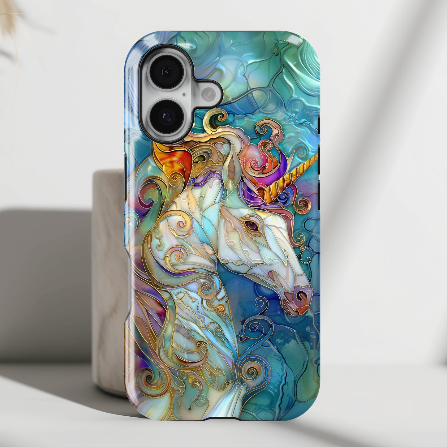 Magical Unicorn Stained Glass Design iPhone Case