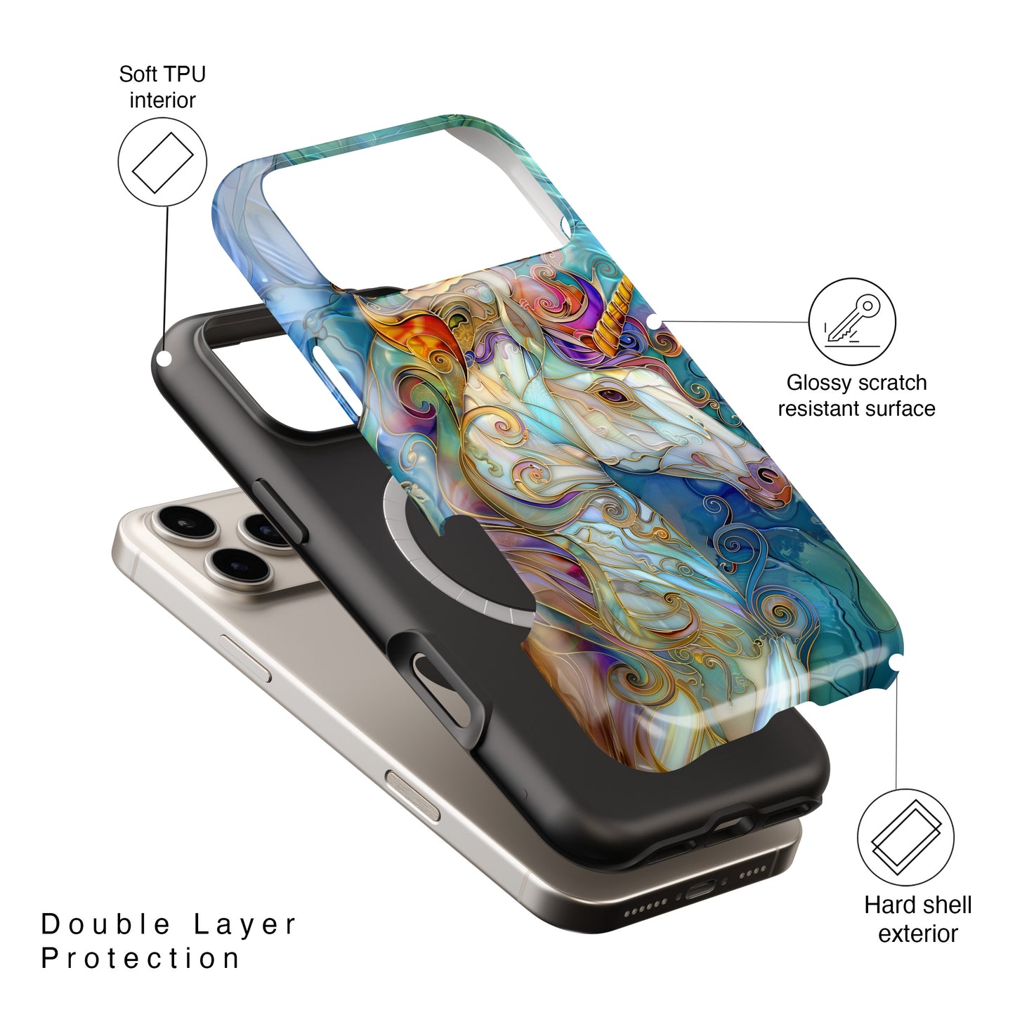 Magical Unicorn Stained Glass Design iPhone Case