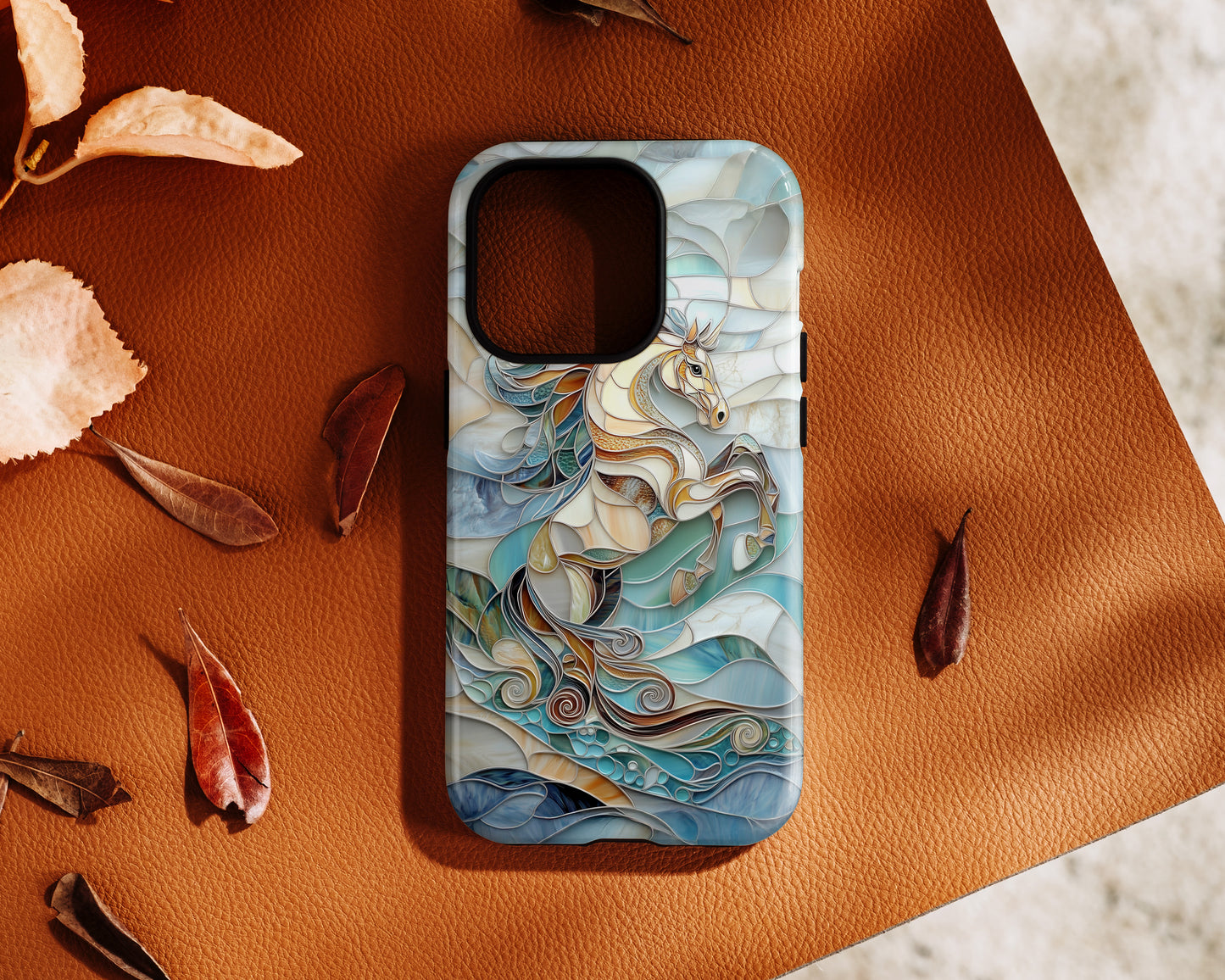 Majestic Horse Stained Glass Design iPhone Case