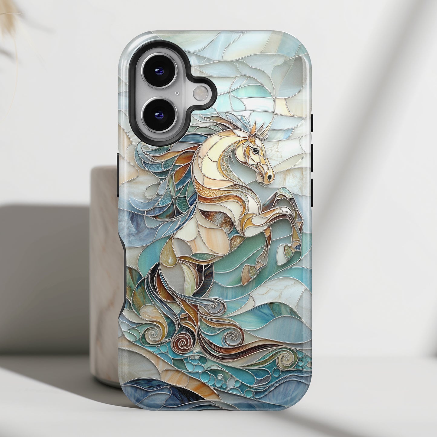 Majestic Horse Stained Glass Design iPhone Case