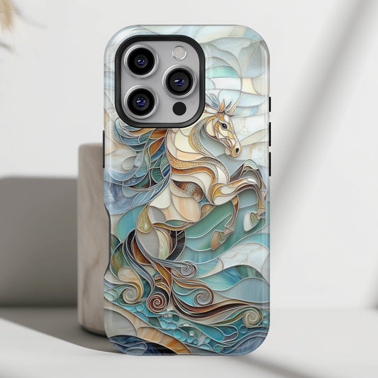 Majestic Horse Stained Glass Design iPhone Case