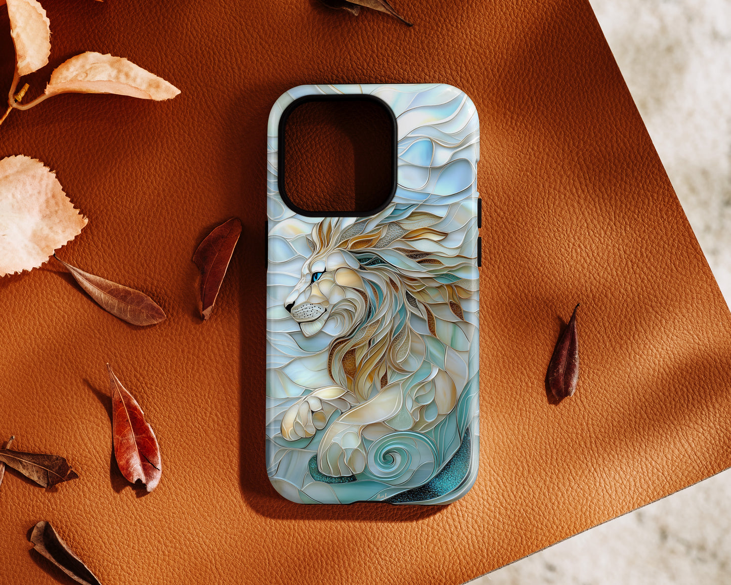 Majestic Lion Stained Glass Design iPhone Case