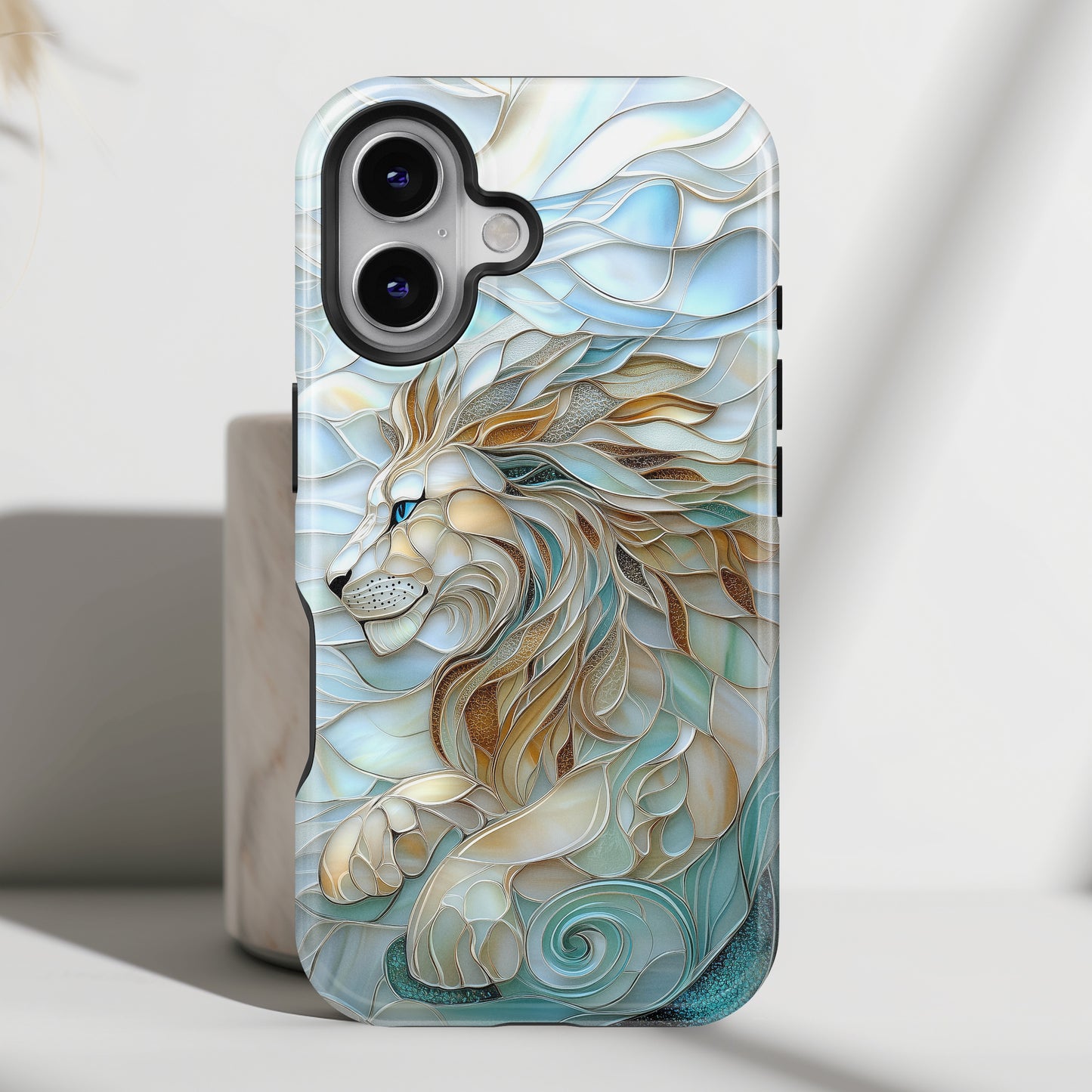 Majestic Lion Stained Glass Design iPhone Case