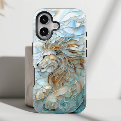 Majestic Lion Stained Glass Design iPhone Case