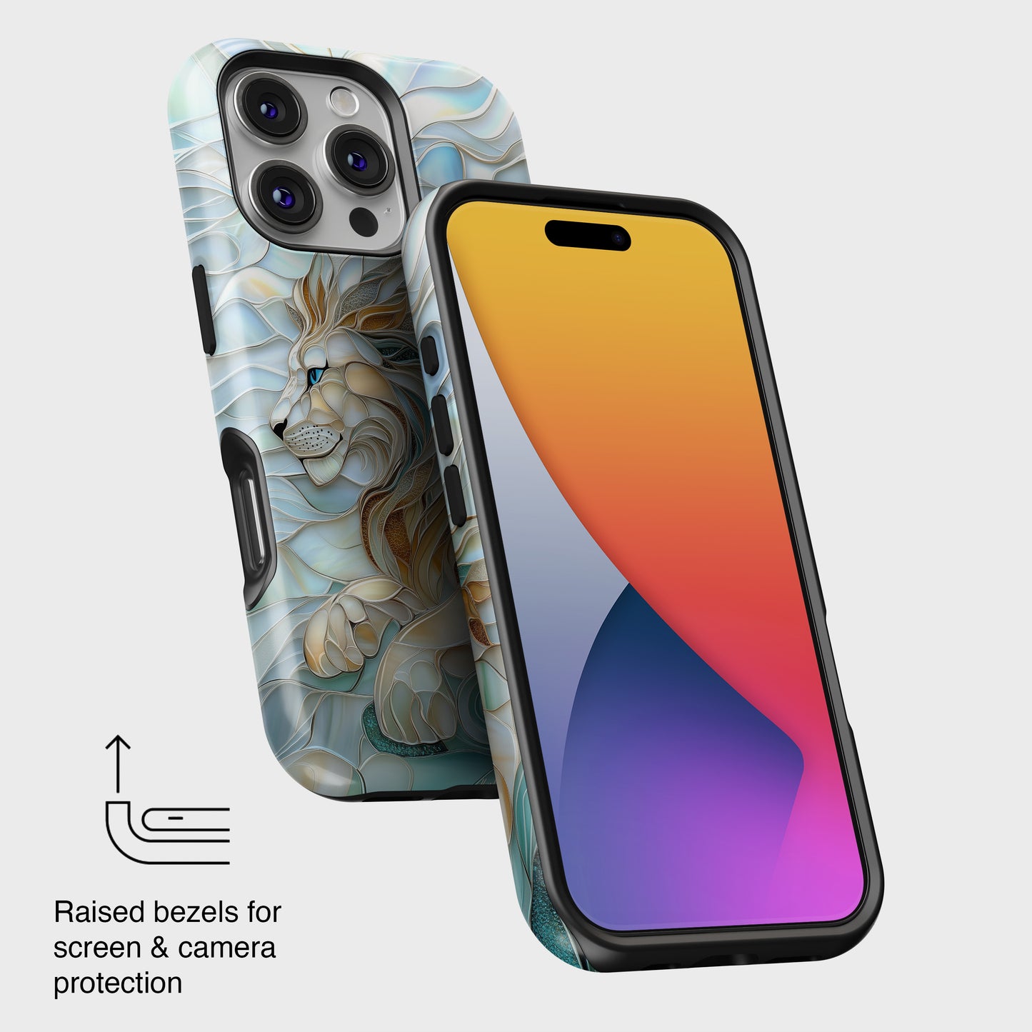 Majestic Lion Stained Glass Design iPhone Case