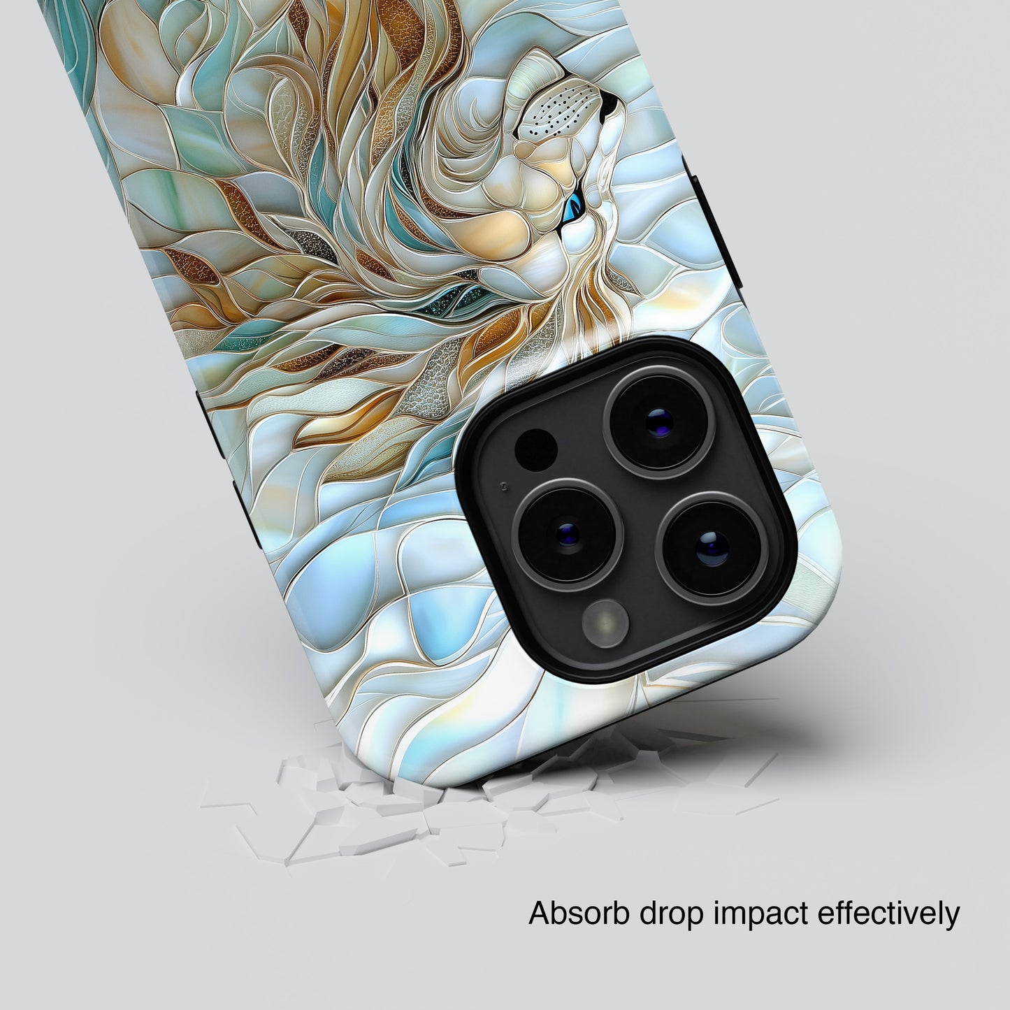 Majestic Lion Stained Glass Design iPhone Case