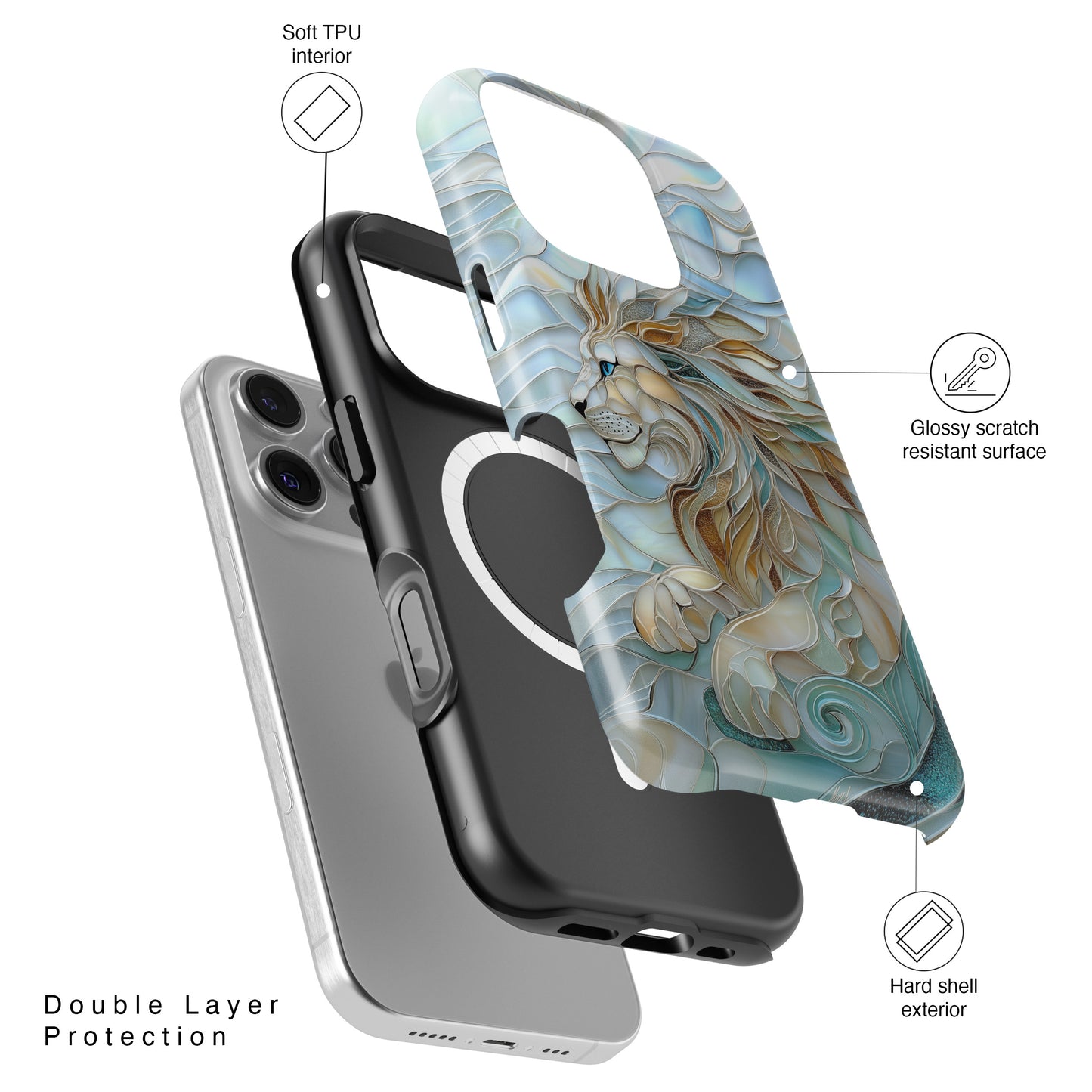 Majestic Lion Stained Glass Design iPhone Case