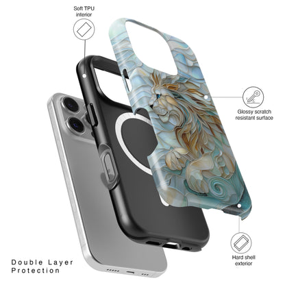 Majestic Lion Stained Glass Design iPhone Case