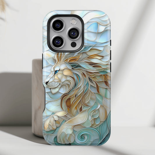 Majestic Lion Stained Glass Design iPhone Case