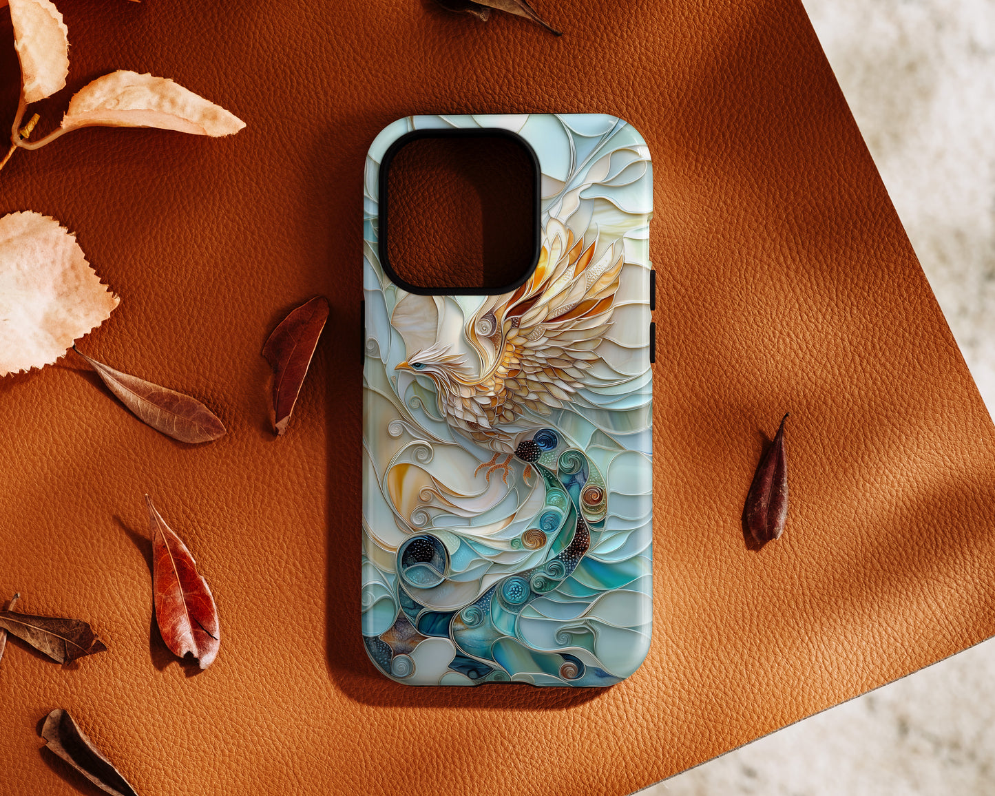 Majestic Phoenix Stained Glass Design iPhone Case