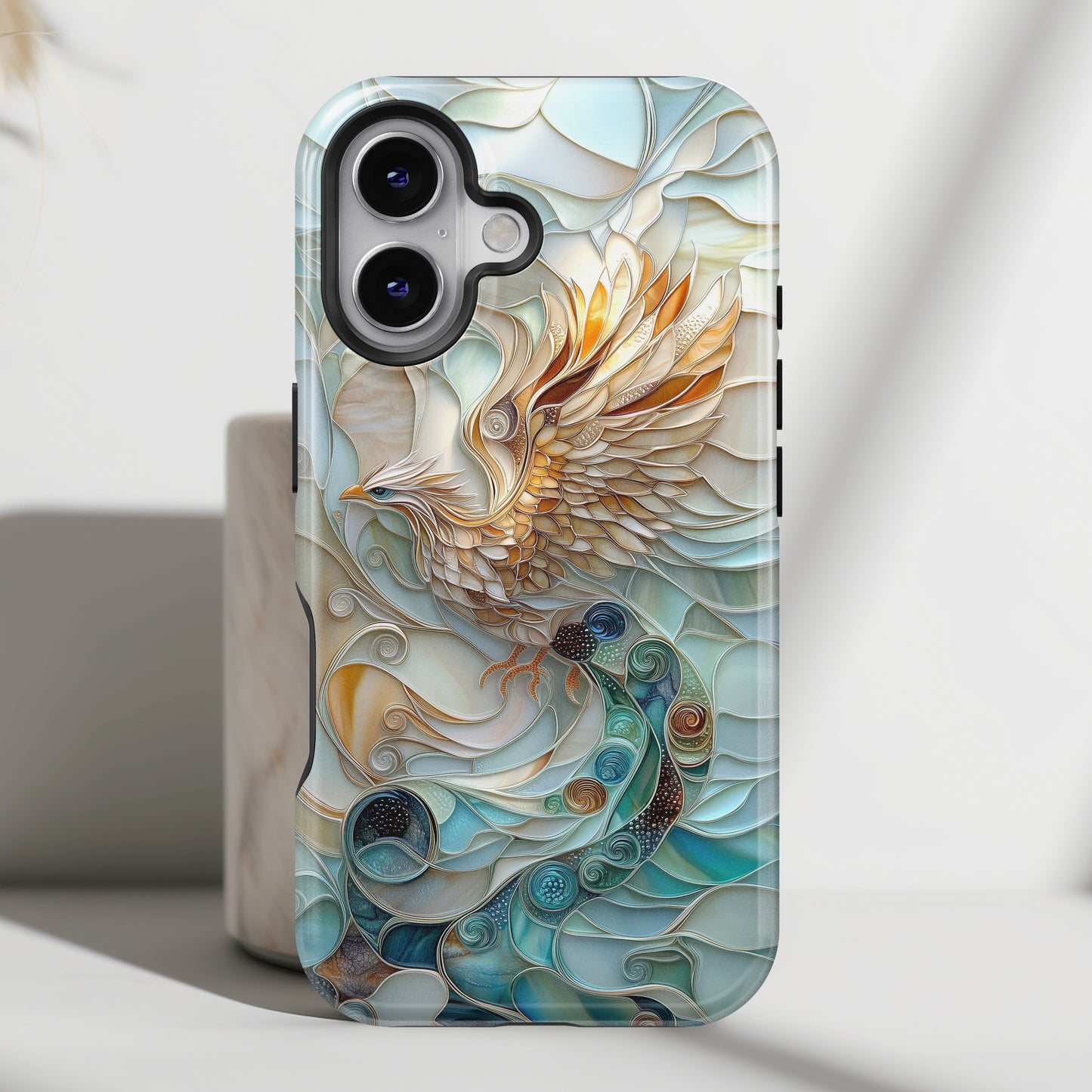 Majestic Phoenix Stained Glass Design iPhone Case