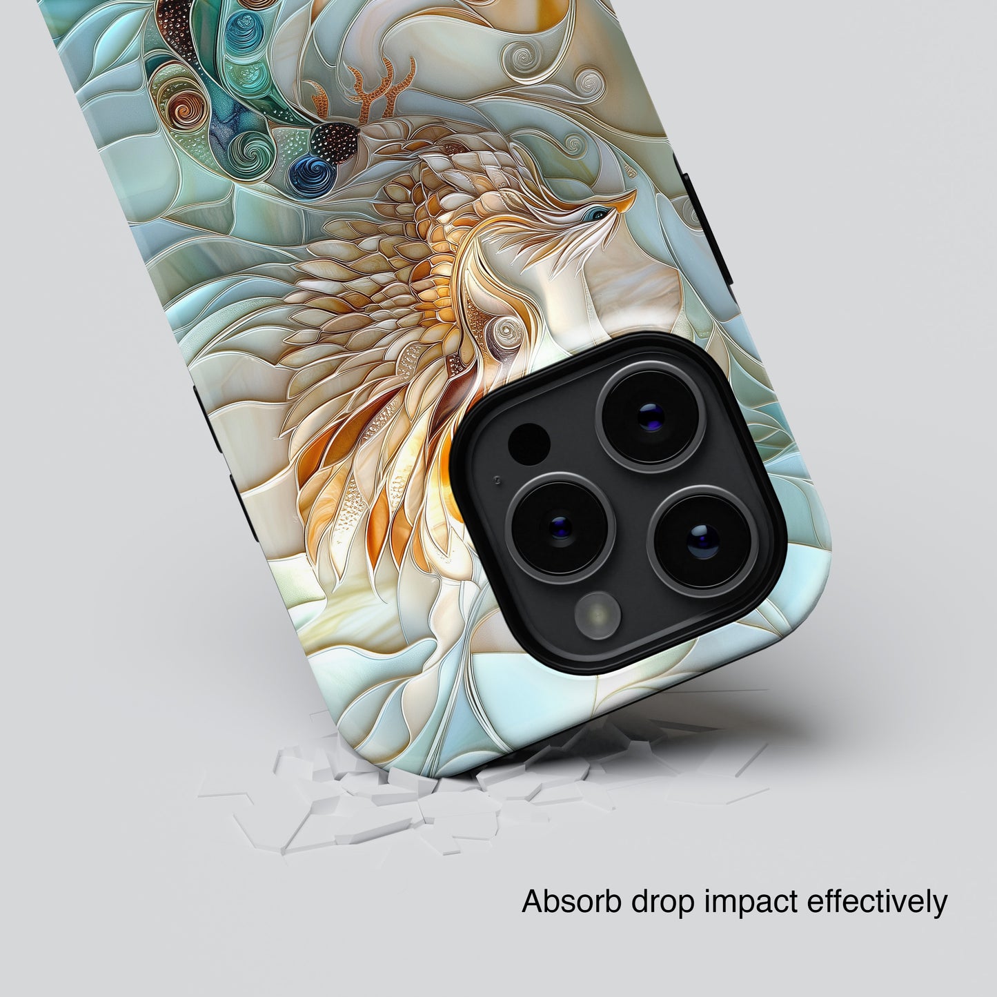 Majestic Phoenix Stained Glass Design iPhone Case
