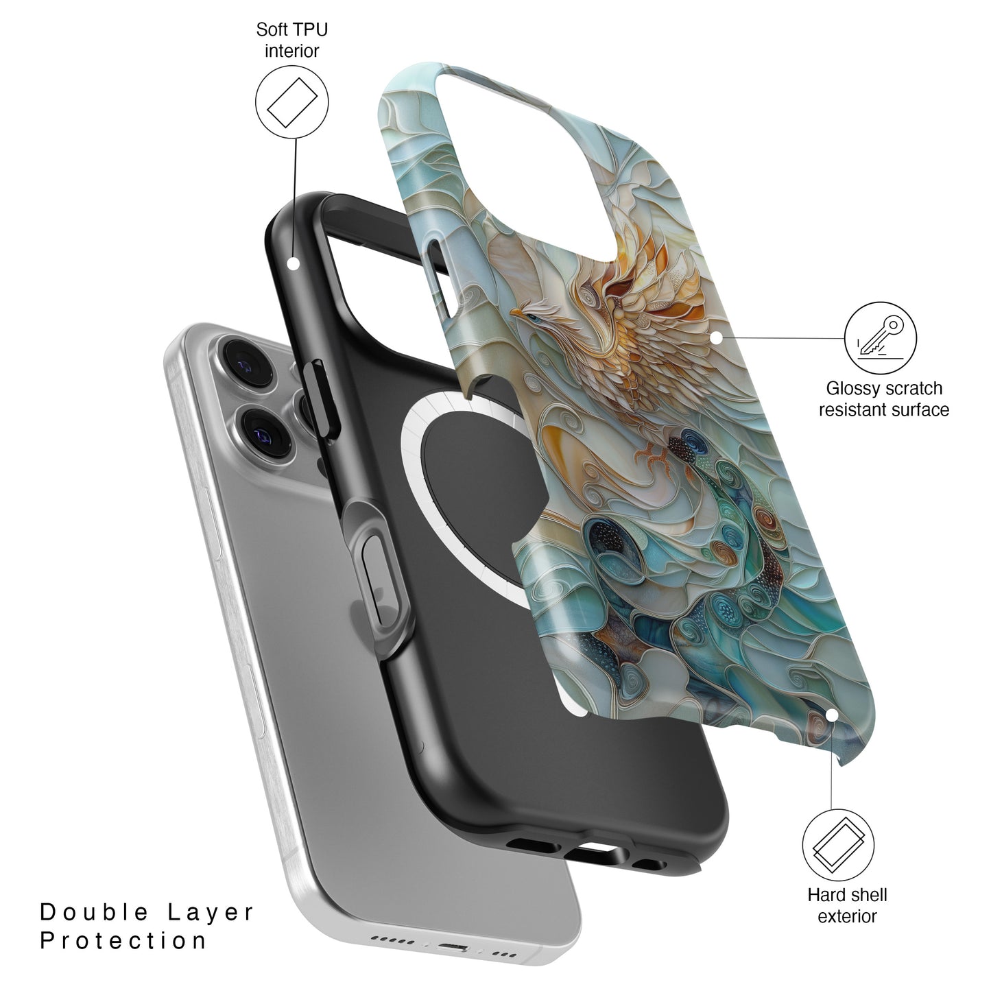 Majestic Phoenix Stained Glass Design iPhone Case