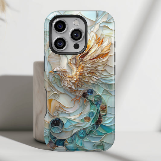 Majestic Phoenix Stained Glass Design iPhone Case