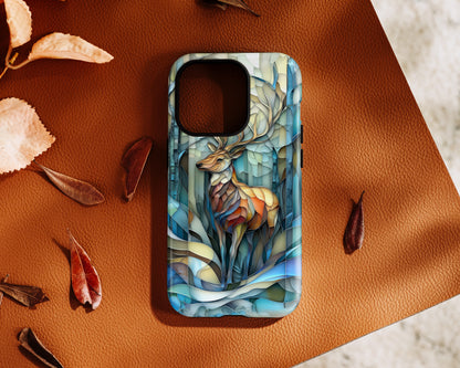 Majestic Stag Stained Glass Design iPhone Case