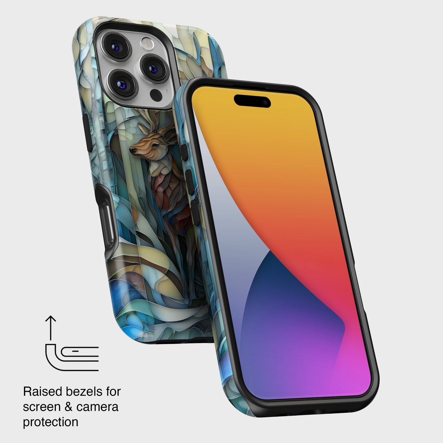 Majestic Stag Stained Glass Design iPhone Case