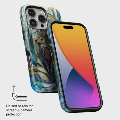 Majestic Stag Stained Glass Design iPhone Case