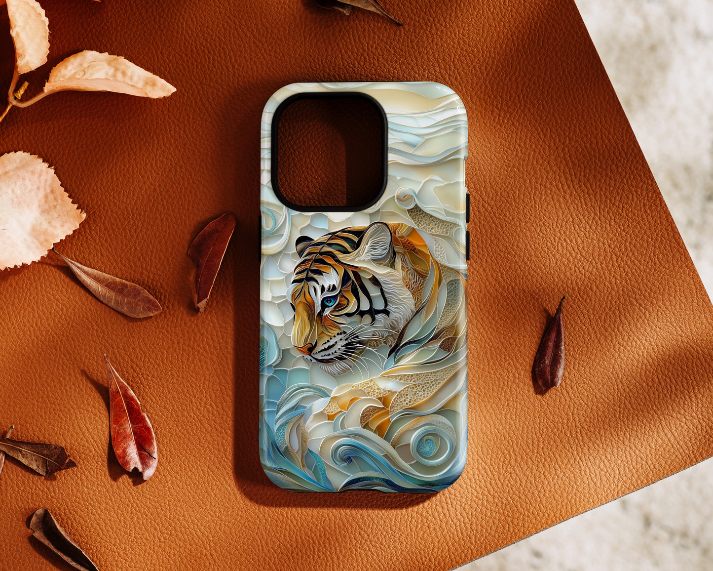 Majestic Tiger Stained Glass Design iPhone Case