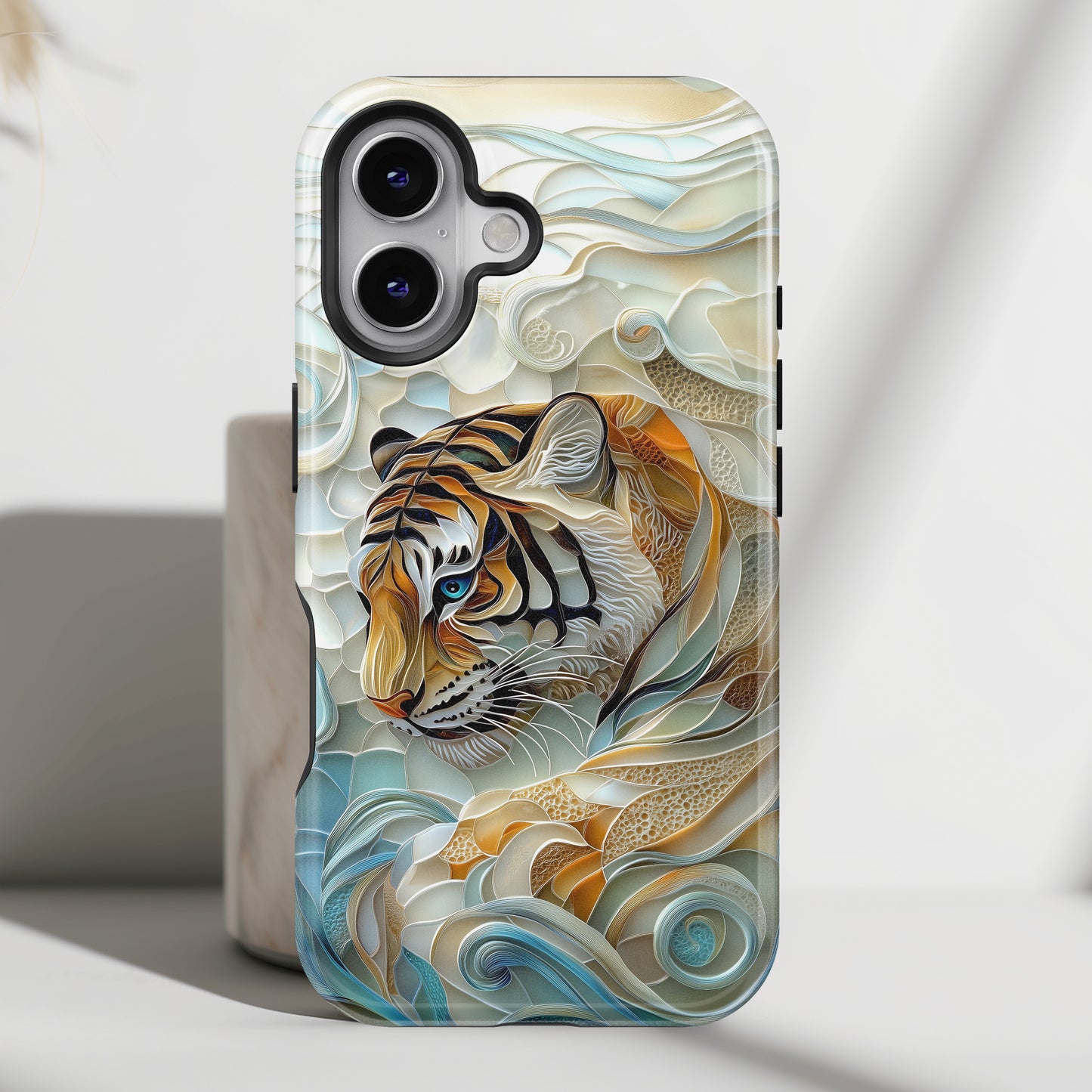 Majestic Tiger Stained Glass Design iPhone Case