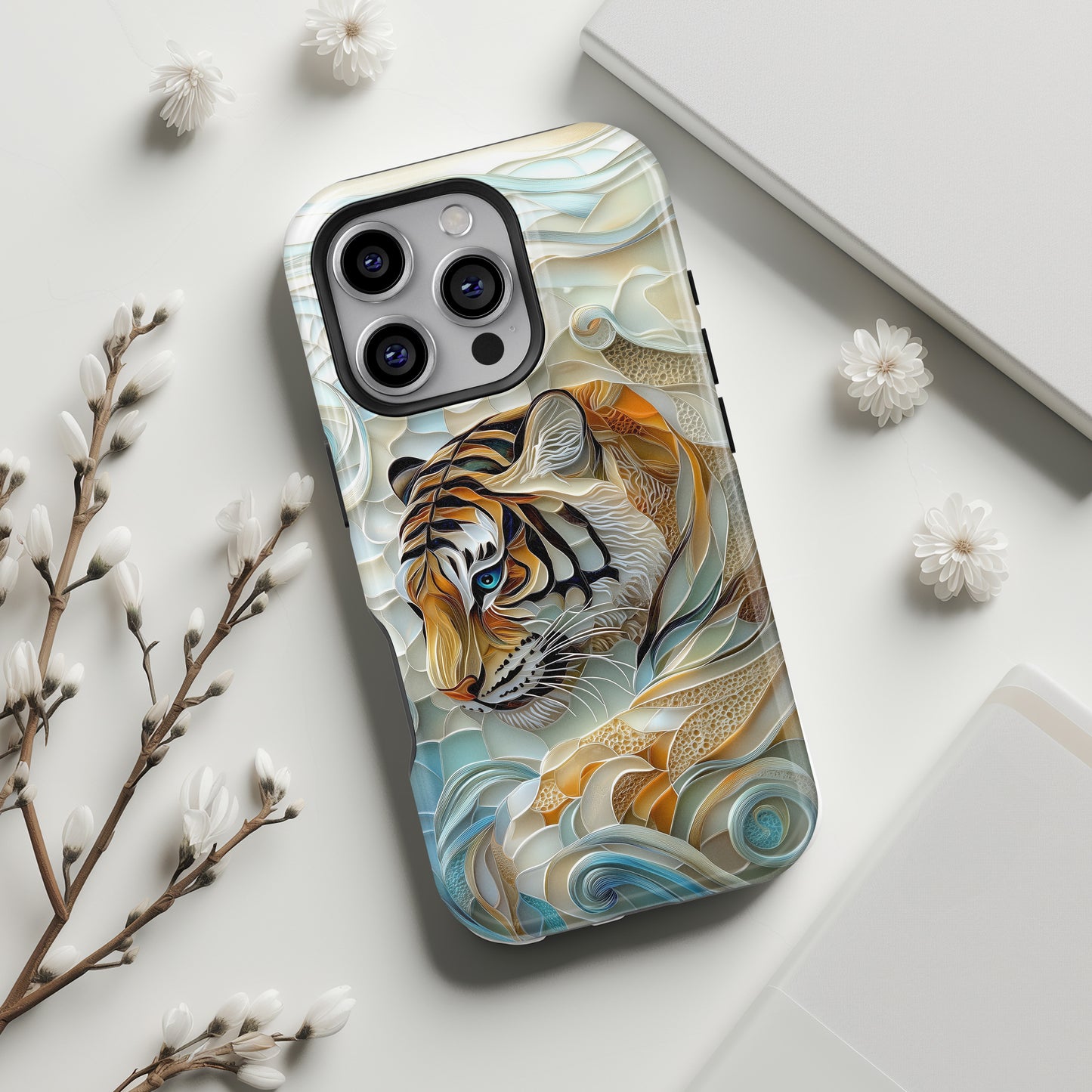 Majestic Tiger Stained Glass Design iPhone Case