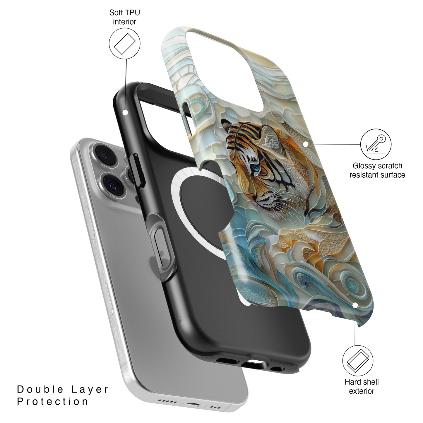 Majestic Tiger Stained Glass Design iPhone Case