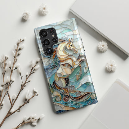 Majestic Horse Stained Glass Design Phone Case for Galaxy S series Phones