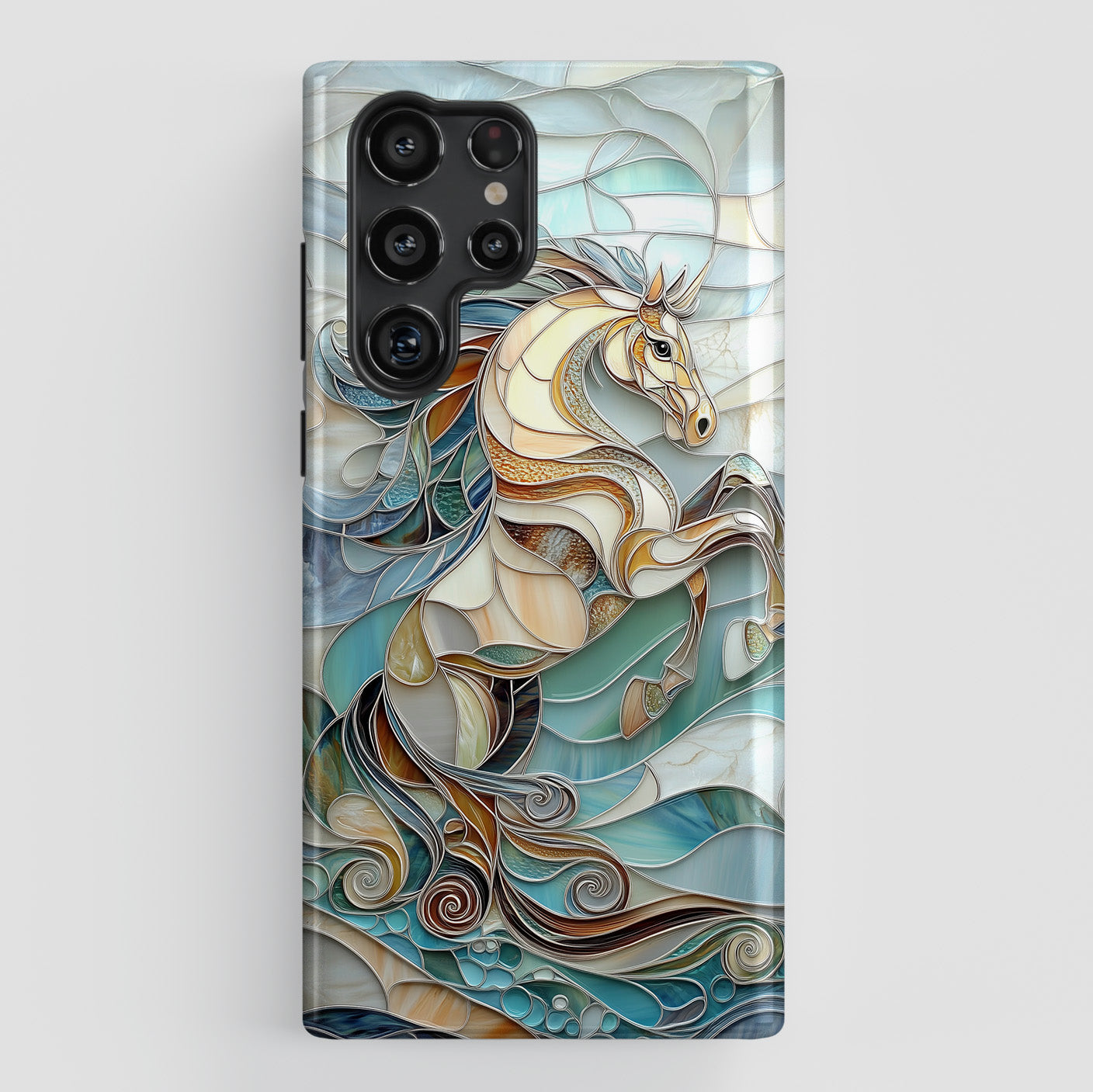 Majestic Horse Stained Glass Design Phone Case for Galaxy S series Phones