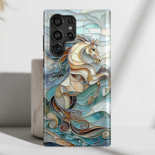 Majestic Horse Stained Glass Design Phone Case for Galaxy S series Phones