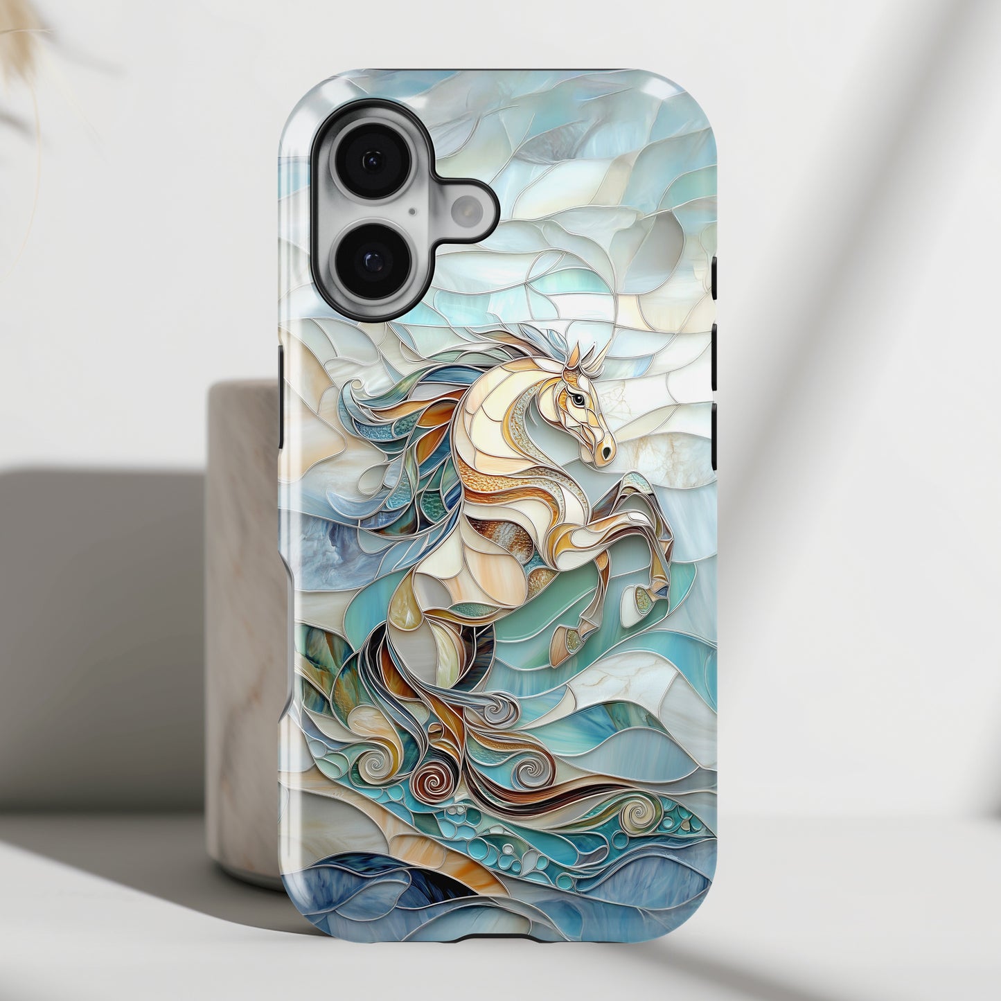 Majestic Horse Stained Glass Design iPhone Case