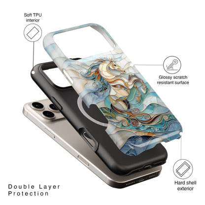 Majestic Horse Stained Glass Design iPhone Case