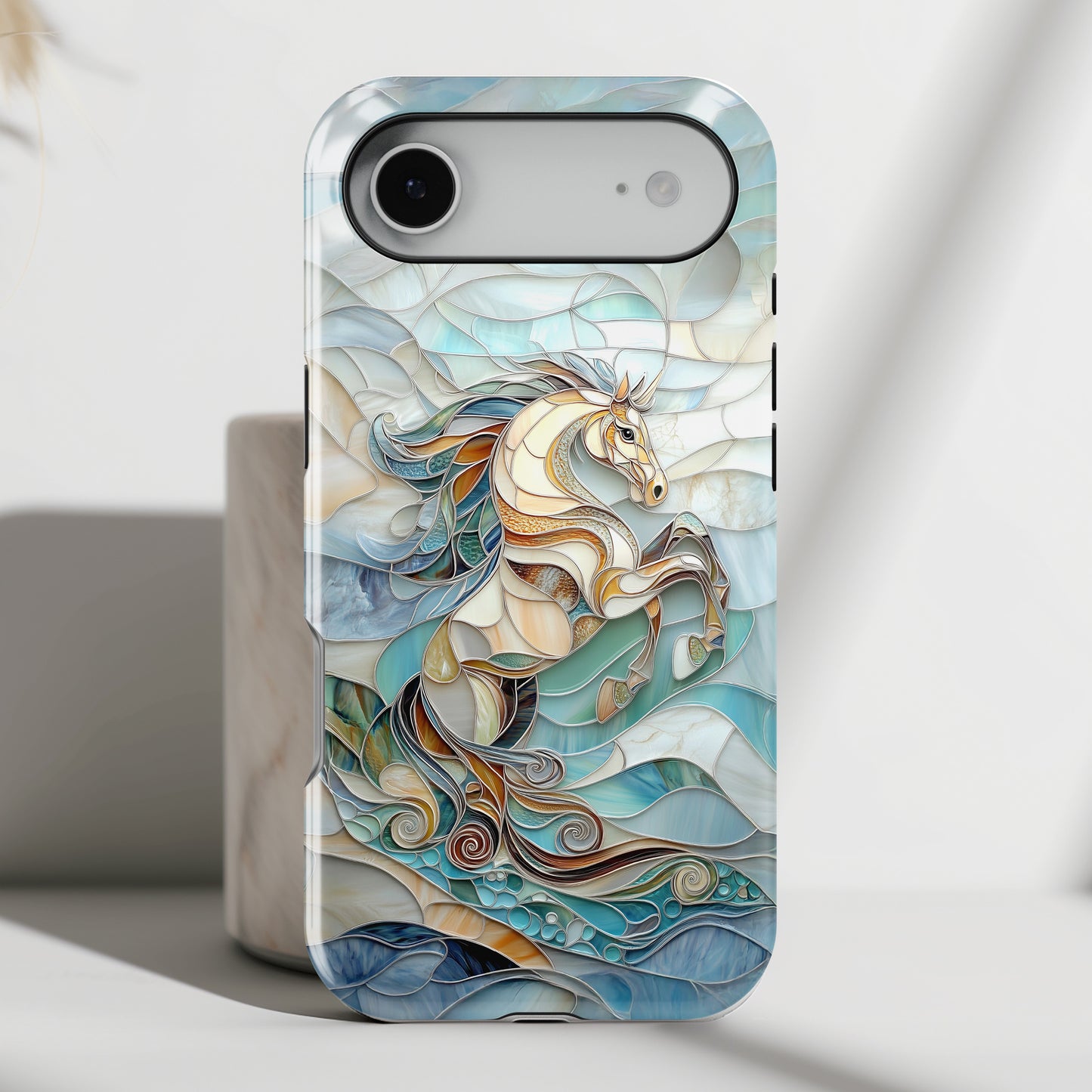 Majestic Horse Stained Glass Design iPhone Case